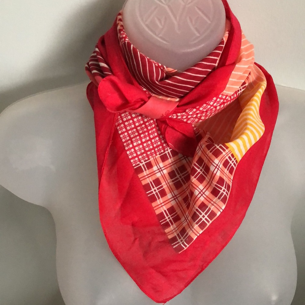 Vtg Echo Cheerful Patchwork Square Scarf Cotton - image 1